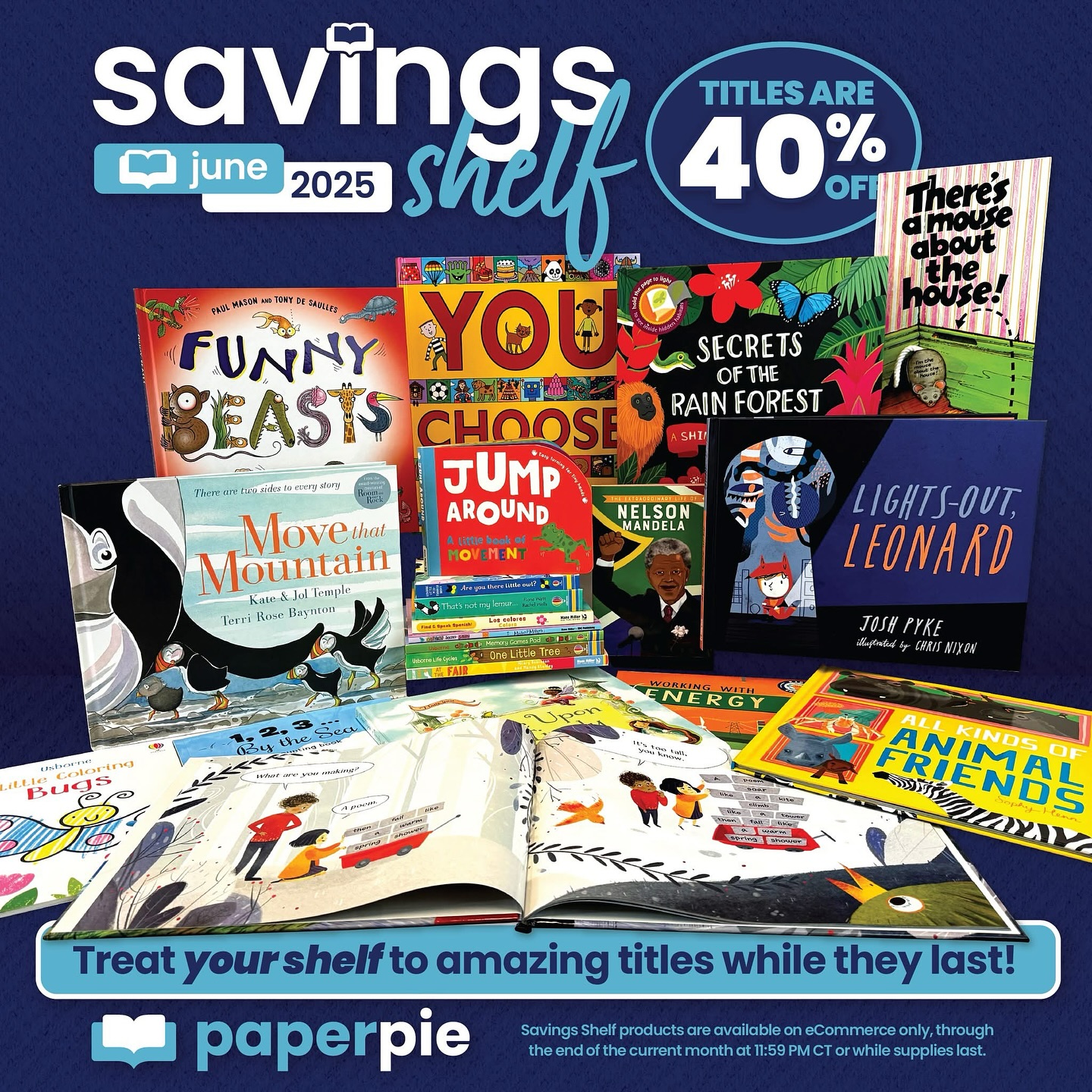 New month means new specials! Our Savings Shelf titles and Free Gift options are now  updated for June. You Choose is a favorite at our house and is often requested at bedtime, but you can’t go wrong with discounted books. 🤩
#booklady #books #booksforchildren #childrensbooks #finemotorskills #kidsbooks #kidslearning #kidslit #momlife #learntoread #raisingreaders #reading #readingtogether #SharePaperPie #PaperPie #StoriesMadetoShare